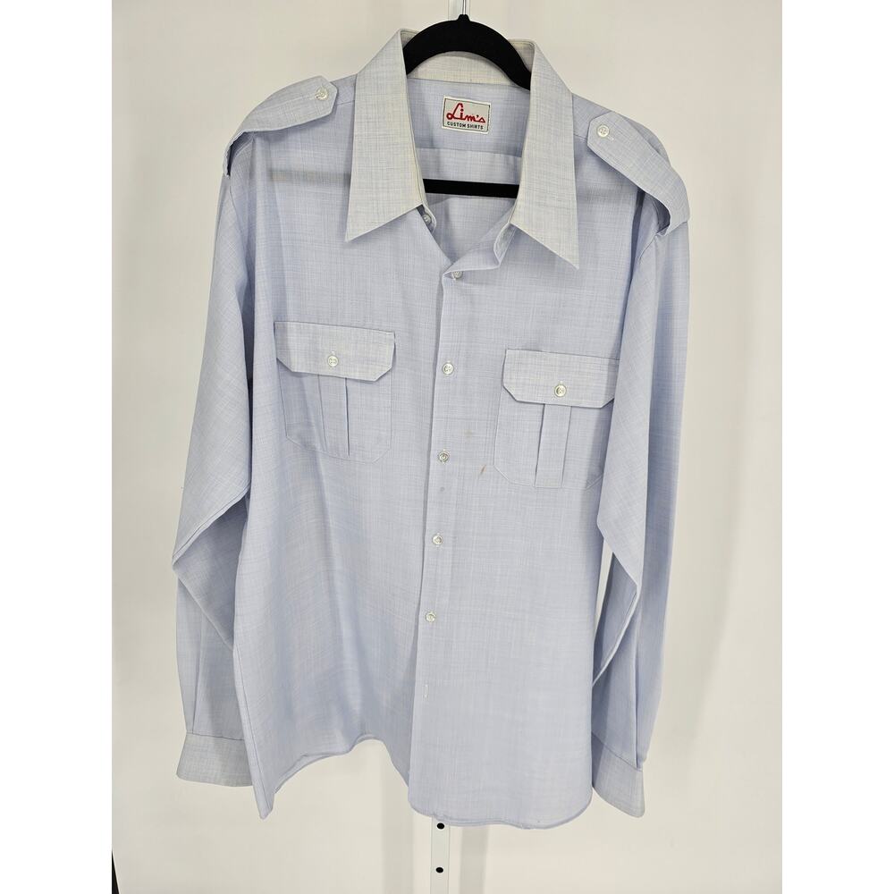 Lim's Men's Blue Casual Long Sleeve Button Down Pockets Custom Shirt Size 2XL